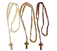 KOGMMYSEVP Rosario religioso con perline in legno naturale, marrone, nero, in 4 colori, Medio