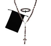 KOGMMYSEVP Rosario religioso da uomo, stile vintage, con crocifisso, gioiello cristiano per uomo e donna