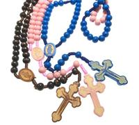 KOGMMYSEVP Rosario religioso in corda con incisione Vergine Guadalupe e Gesù croce ciondolo in legno collana rosario