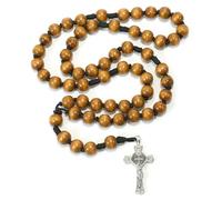 KOGMMYSEVP Rosario super colossale con perline di legno naturale da 20 mm, per souvenir religiosi, decorazione per la casa, da appendere alla parete, 33.5"