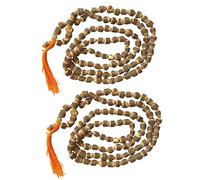 KOGMMYSEVP Rudraksha - Confezione da 2 collane naturali fatte a mano, per religiose/meditazione/semi, perline da preghiera, da polso, in legno