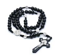 KOGMMYSEVP SC Rosario collana fatta a mano in legno nero perline rosario croce ciondolo collana gioielli religiosi per donne uomini, Trend