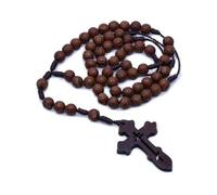 KOGMMYSEVP Squisita preghiera religiosa in legno perline rosario perline croce collana Dio santo preghiera forniture Giveaway, 48.5cm