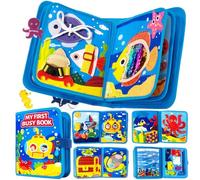 KOGMOW Busy Board Montessori giocattolo a partire da 1 2 3 anni, 3D tema marino, quiet book per l'educazione precoce, promozione delle capacità motorie, activity board viaggio auto aereo, regalo
