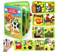 KOGMOW Quiet Book con Fattoria Tema 20 in 1 Montessori Giocattoli per Neonati 1 2 3 4 5 Giocattoli Educativi per Competenze Motorie, Ideale per Guide In Auto e Come Regalo