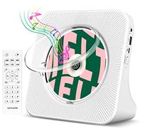 Kogoda Lettore CD desktop portatile con Bluetooth, doppio altoparlante stereo, lettore CD musicale per la casa con telecomando, copertura antipolvere, radio FM, schermo LED, uscita ingresso AUX jack
