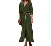KOGORA Vestito Abiti Lunghi della Primavera Femminile Temperamento A Manica Lunga Abbondante Abito Abito Casual Sciolti-Green-A-M