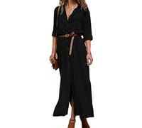 KOGORA Vestito Abiti Lunghi della Primavera Femminile Temperamento A Manica Lunga Abbondante Abito Abito Casual Sciolti-Black-A-L