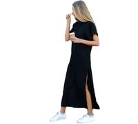 KOGORA Vestito Abito Midi in Stile Estivo Donne Casual Abiti Lunghi Neri Taglie Tagliette Corto Late-Nero-L