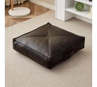 KOGTYB 5.9" Thick Japanese Floor Cushion, Square Tatami Seat Pad, Faux Leather Meditation Pillow For Yoga, Living Room, Window Seat, Bedroom, Portable Waterproof Flo(Black,50 * 50 * 15cm)