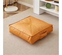 KOGTYB 5.9" Thick Japanese Floor Cushion, Square Tatami Seat Pad, Faux Leather Meditation Pillow For Yoga, Living Room, Window Seat, Bedroom, Portable Waterproof Flo(Orange,60 * 60 * 15cm)