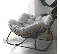 KOGTYB Indoor Papasan Chair, Patio Egg Rocking Chair, Rattan Wicker Lounge Chair, Modern Royal Chair for Living Room, Porch, Garden(Gray)