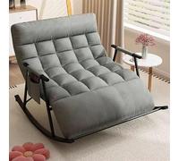 KOGTYB Versized Rocking Chair Indoor Rocking Chairs Modern Wide Rocker Chair Comfy Upholstered Rocking Chair Double Rocking Recliner Chair(Gray)