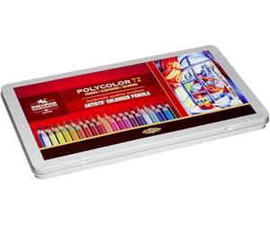 Koh-I-Noor - Set 72 matite colorate per disegno Polycolor della migliore qualità, in confezione regalo in metallo, multicolore