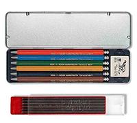 Koh-I-Noor VERSATIL 5217 - Portamine in custodia metallica, diversi colori (6 pezzi) e mine in grafite 2 mm, 2B (12 pezzi)
