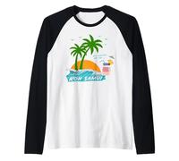 Koh Samui Palme ondeggiano nel Vento Thailandia Souvenir Maglia con Maniche Raglan