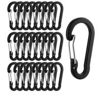 KOHAND 30 mini moschettoni a clip, 5 x 2,6 cm, a forma di D, in alluminio nero, ganci a molla per chiavi, zaino, escursionismo, corsa, accessori da campeggio
