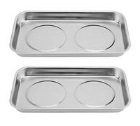 KOHAND Confezione da 2 vassoi magnetici rettangolari in acciaio inox, vassoio magnetico per parti in metallo, dadi e bulloni, viti da collezione, 24 x 14 x 3,6 cm