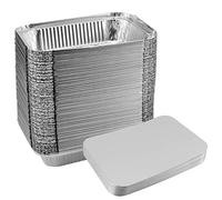 KOHAND Confezione da 60 vassoi in alluminio da 1000 ml con coperchio, 22,9 x 16,9 x 5 cm, grandi contenitori per friggitrice ad aria, con coperchio, per cuocere al forno, arrostire, congelare,