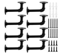 KOHAND Confezione da 8 staffe per tubi industriali, staffe per scaffalature per tubi neri con viti e tasselli per pareti dure, staffe per tubi per scaffalature e decorazioni per la casa