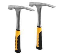 KOHAND Set di 2 martelli tedeschi in acciaio al carbonio con manico antiscivolo in TPE, 30,5 cm, martello geologico forgiato con punta piatta e appuntita, 473 g