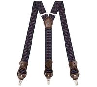 Kohentact Bretelle Uomo con Clip e Bottone, Include 6 Bottone, Larghezza 3,5 cm Y-Shape per Altezza Fino a 200 cm, Acciaio Inossidabile, Gamma di Regolazione Elasticità Extra Large