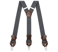Kohentact Bretelle Uomo con Clip e Bottone, Include 6 Bottone, Larghezza 3,5 cm Y-Shape per Altezza Fino a 200 cm, Acciaio Inossidabile, Gamma di Regolazione Elasticità Extra Large