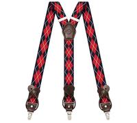 Kohentact Bretelle Uomo con Clip e Bottone, Include 6 Bottone, Larghezza 3,5 cm Y-Shape per Altezza Fino a 200 cm, Acciaio Inossidabile, Gamma di Regolazione Elasticità Extra Large