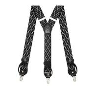 Kohentact Bretelle Uomo con Clip e Bottone, Include 6 Bottone, Larghezza 3,5 cm Y-Shape per Altezza Fino a 200 cm, Acciaio Inossidabile, Gamma di Regolazione Elasticità Extra Large