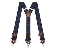 Kohentact Bretelle Uomo con Clip e Bottone, Include 6 Bottone, Larghezza 3,5 cm Y-Shape per Altezza Fino a 200 cm, Acciaio Inossidabile, Gamma di Regolazione Elasticità Extra Large