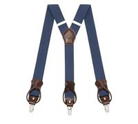 Kohentact Bretelle Uomo con Clip e Bottone, Include 6 Bottone, Larghezza 3,5 cm Y-Shape per Altezza Fino a 200 cm, Acciaio Inossidabile, Gamma di Regolazione Elasticità Extra Large