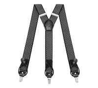 Kohentact Bretelle Uomo con Clip e Bottone, Include 6 Bottone, Larghezza 3,5 cm Y-Shape per Altezza Fino a 200 cm, Acciaio Inossidabile, Gamma di Regolazione Elasticità Extra Large