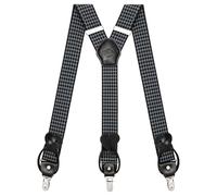 Kohentact Bretelle Uomo con Clip e Bottone, Include 6 Bottone, Larghezza 3,5 cm Y-Shape per Altezza Fino a 200 cm, Acciaio Inossidabile, Gamma di Regolazione Elasticità Extra Large