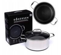KOHERSEN Diamond Coating Pot - Honeycomb Structure Prevents Adherence - Quick Heating 60s to 200°C - Pot with Lid for Each Stove - Without PFOS and PFOA - Wed 24cm - 4.9L