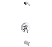 Kohler K-PLS15601-X4-CP Rosso/Blu indicizzazione e beccuccio NPT, Meno soffione, Vasca e Doccia Assetto valvola con Maniglia a Leva, Pacchetto Progetto