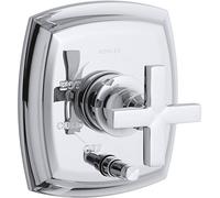Kohler K-T98759-3-CP Margaux Rite-Temp bilanciamento Pressione con deviatore a Pulsante e Maniglie trasversali, valvola Non Inclusa Cromo Lucido, Bronzo