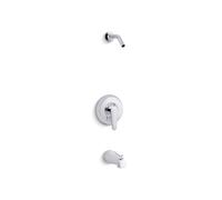 KOHLER K-TLS98007-4-CP July Rite-Temp-Valvole per Vasca da Bagno e Doccia con Manico a Leva e beccuccio NPT, Meno soffione Cromato Lucido