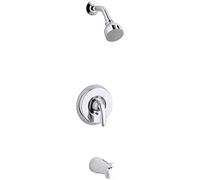 Kohler TS15601-4-CP Coralais (R) Rite-Temp(R) Valvola per vasca e doccia con maniglia a leva, beccuccio NPT e soffione da 2,5 gpm