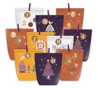 KOHMUI Calendario dell'Avvento da riempire, 24 sacchetti di carta fai da te, sacchetti di carta kraft con numeri adesivi da riempire