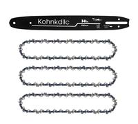 Kohnkdllc Catena e barra da 35,6 cm per Greenworks 2904702, set di barre guida da 35,6 cm per barra di ricambio per motosega 29102 29112 (3 catene + 1 bar) S52