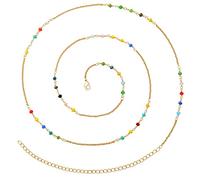 KOHOTA Catene per la vita da donna da 27,5/33,5/40 pollici placcato oro 14 carati catene per la vita Plus Size Bikini Vita Gioielli Catena Boho Estate Accessori da spiaggia, 33.5inches, Ottone