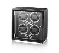 KOHUDIS Avvolgitore per orologi automatici 2/4/6/9, lavorazione della pelle di alta qualità, motore Mabuchi super silenzioso, due modalità di alimentazione, luci LED integrate, nero, 4 Slots