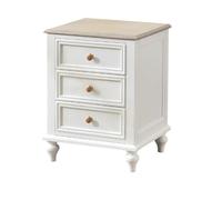 KOHUS Mesas De Noche Para Dormitorio Comodino Semplice In Legno Con Tre Cassetti, Bianco E Crema, Stile: Mobiletto Portaoggetti Comodino/comodino Con Cassetti