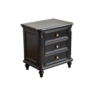 KOHUS Mesas De Noche Para Dormitorio Comodino Semplice In Legno Massello Nero, Comodino Vintage A Tre Cassetti For Camera Da Letto Comodino/comodino Con Cassetti