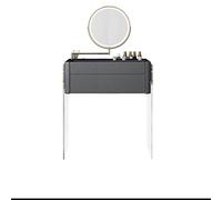 KOHUS Specchio cosmetico con luci e set da tavolo in vetro temperato visibile, piedini trasparenti in acrilico con cassetto girevole dimmerabile specchio luminoso con specchio e sgabello (A)