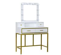 KOHUS Specchio Cosmetico Con Luci E Set Da Tavolo Tavolo da vanità con specchio e 4 cassetti tavolo da toeletta tavolo da trucco for vanità Vanità Teenager Con Specchio E Sgabello