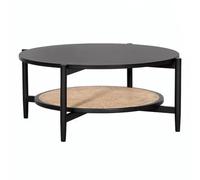 KOHUS Tavolini Piccoli Per Camera da Letto Tavolino da caffè retrò in legno rotondo, mobile, nordico, nero, soggiorno, tempo libero, casa, semplice, piccolo appartamento Tavolino da Salotto(88cm)