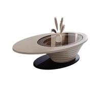 KOHUS Tavolini Piccoli Per Camera da Letto Tavolino da tè personalizzato, moderno, for soggiorno, casa, luce, lusso, semplice, ovale, in vetro Tavolino da Salotto(130cm)