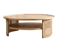 KOHUS Tavolini piccoli per camera da letto Tavolino Rotondo Nordico Retrò In Rattan In Legno Massello Tavolino Da Salotto Semplice Divano Tavolino Tavolino laterale per cameretta con contenitore