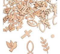 KOHVAN 100 Pezzi Centrotavola Comunione e Battesimo, Decorazioni Prima Comunione in Legno per Tavola, Addobbi per Cresima e Battesimo Bimbo Bimba, Ornamenti per Cerimonie